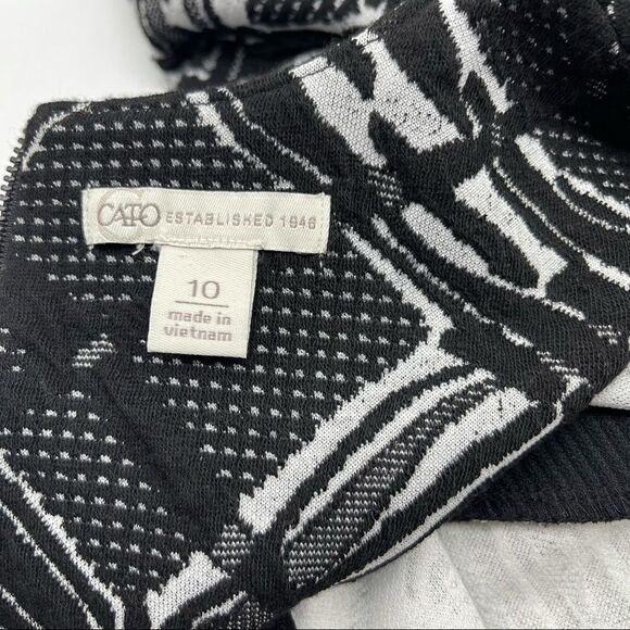 Cato Black Print Textured Knit Midi Dress Size 10 - Picture 11 of 11